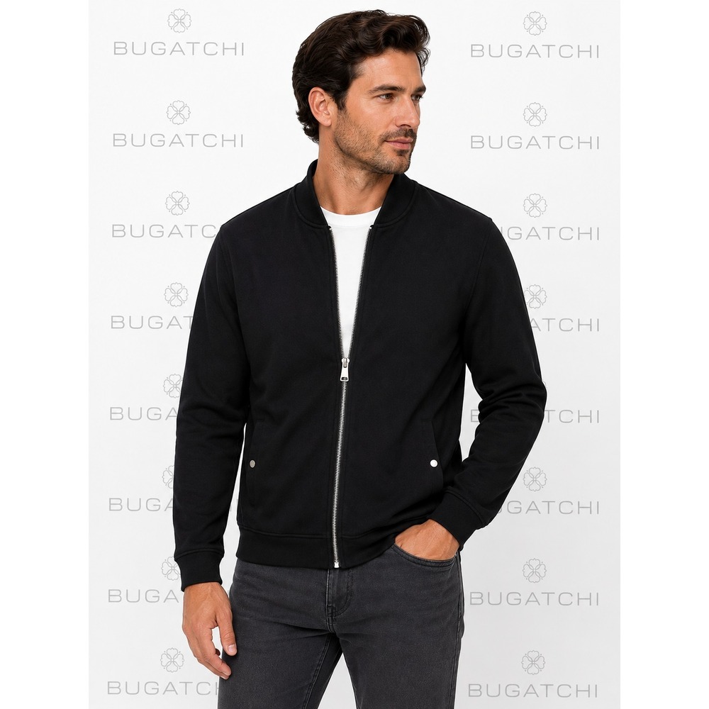 BUGATCHI Soft Touch Solid Bomber Jacket Men's Size L Black
